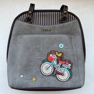 Chala Convertible Backpack Purse * Bicycle / Gray * 870BYC5 - USED - Good Cond